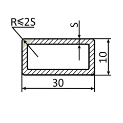 Прямоугольная оцинкованная труба 30х10 мм