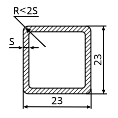 Квадратная оцинкованная труба 23х23 мм