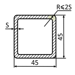 Квадратная оцинкованная труба 45х45 мм